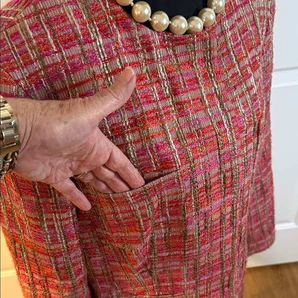 Jones New York Women’s Boucle Jacket Pink Orange Spring Easter Timeless Classic - Picture 5 of 10